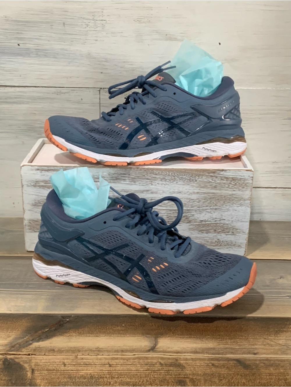 ASICS Women's Running Shoes - Slate Blue with Coral Accents